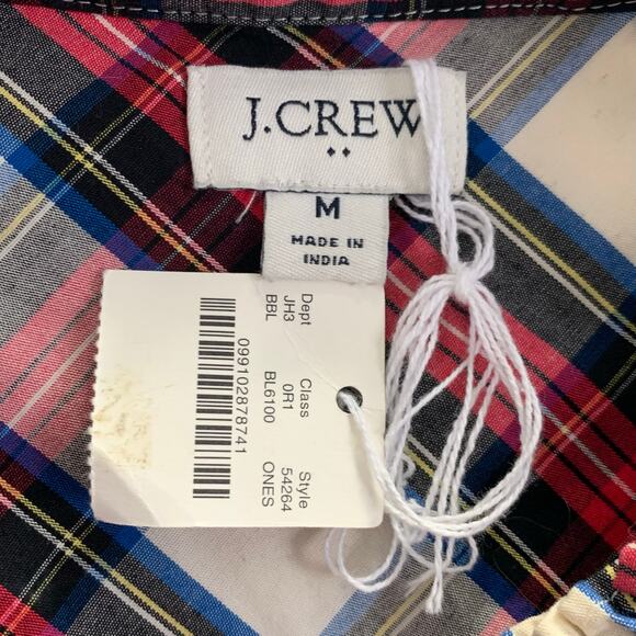 NWT J. Crew Factory Ruffle Tartan Plaid Button Down Size Medium - Picture 8 of 9